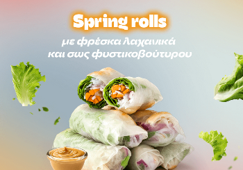 Φρέσκα Spring rolls με φρέσκα λαχανικά και σως φυστικοβούτυρο Φρέσκα Spring rolls με φρέσκα λαχανικά και σως φυστικοβούτυρο