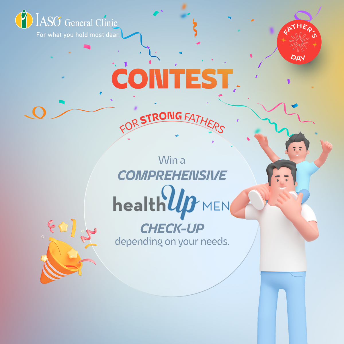 IASO General Clinic: Contest with 10 free healthUp check-up packages, for Father’s Day