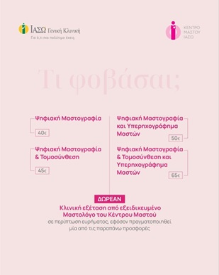 ΙΑΣΩ Γενική Κλινική: Προνομιακά Πακέτα Προληπτικών Εξετάσεων για τον Καρκίνο του Μαστού με αφορμή τον Μήνα Μαστού