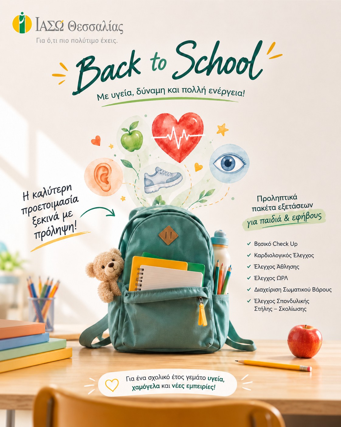 Η νέα σχολική χρονιά ξεκινά με υγεία Back to School Check Up από το ΙΑΣΩ Θεσσαλίας