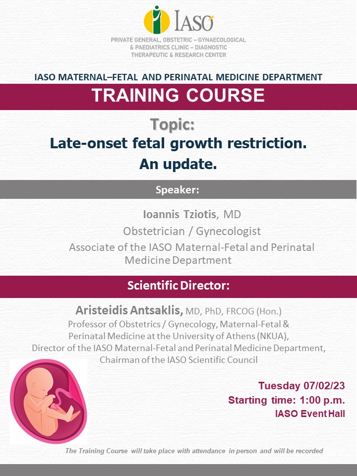 Training Course of the IASO Maternal-Fetal and Perinatal Medicine Department Training Course of the IASO Maternal-Fetal and Perinatal Medicine Department