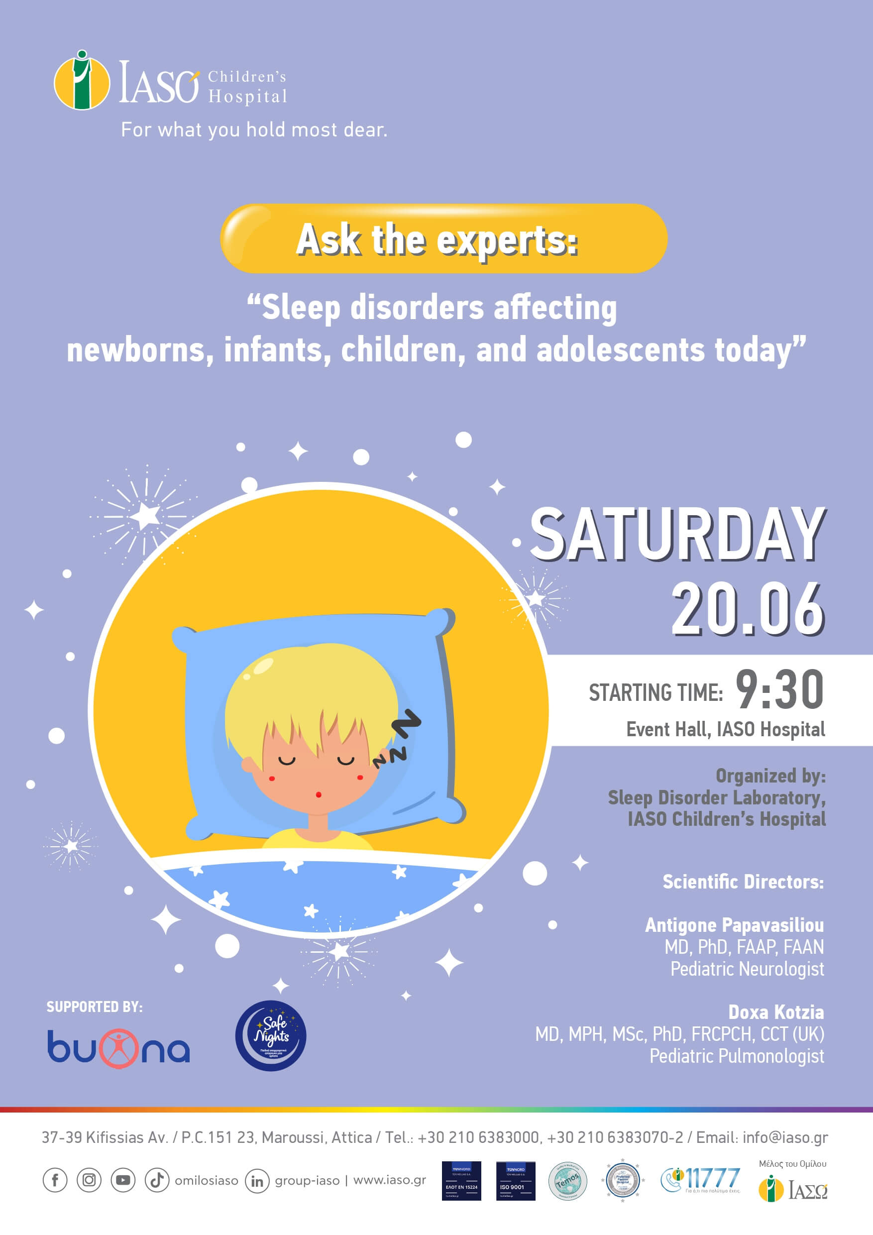 IASO Children’s Hospital: One-Day Conference“Ask the Experts: Sleep Disorders Affecting Newborns, Infants, Children, and Adolescents Today”
