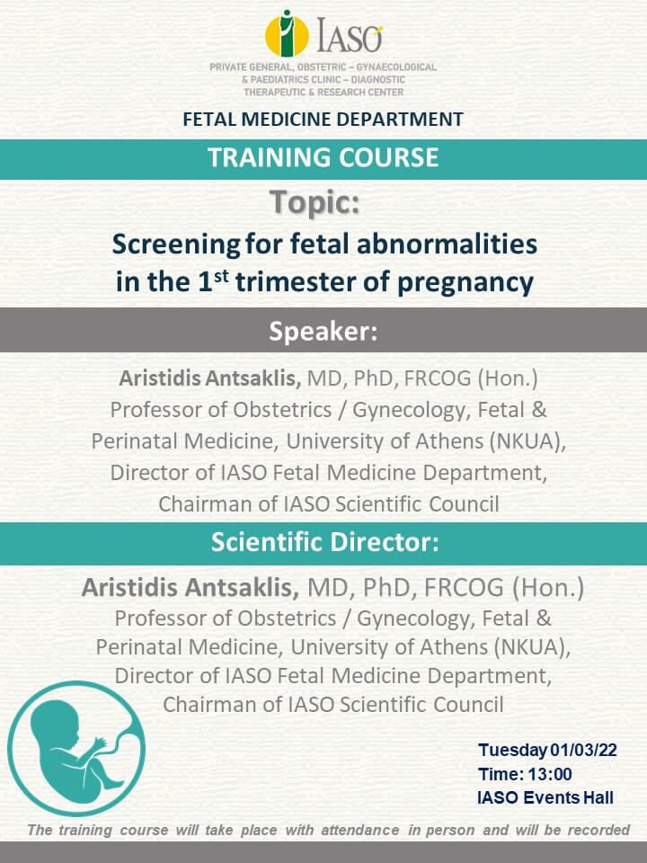 IASO Fetal Medicine Department Training Class on "Screening for fetal abnormalities in the 1<sup>st</sup> trimester of pregnancy" IASO Fetal Medicine Department Training Class on "Screening for fetal abnormalities in the 1<sup>st</sup> trimester of pregnancy"